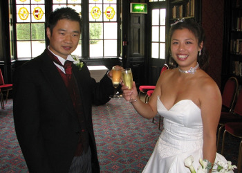 Happy couple drinking some champagne